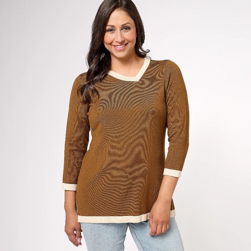 Attitudes by Renee Contrast Piping Sweater - Size 1X a612921